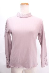 axes femme / オーガンジーレースリブプルオーバー M アワピンク Y-24-11-30-145-AX-TO-SZ-ZI