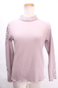 axes femme / オーガンジーレースリブプルオーバー M アワピンク Y-24-11-30-145-AX-TO-SZ-ZT176