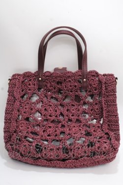 画像2: axes femme / クロシェ風2WAYミニバッグ  ワイン Y-24-11-30-024-AX-BG-SZ-ZT-K010