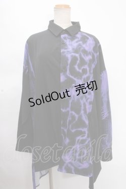 画像1: REFLEM / 切換えワイドシャツ/オーバーサイズシャツ F ブラック×パープル Y-24-12-05-092-PU-TS-SZ-ZY