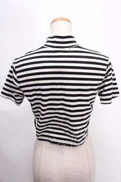 画像2: REFLEM / ハイネッククロップドTシャツ F ブラック×ホワイト Y-24-12-05-093-PU-TO-SZ-ZS