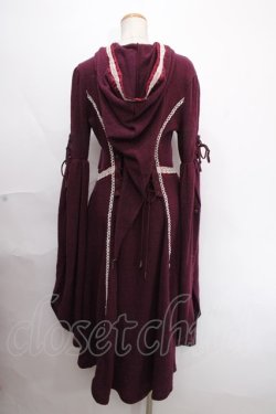 画像2: Ozz oneste / 魔女フードロングカーディガン  ワイン Y-24-12-05-098-OO-TO-SZ-ZT243