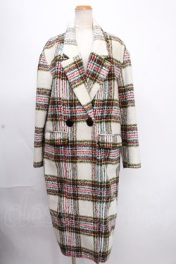 画像1: Candy Stripper / SHAGGY TARTAN CHECK CHESTER FIELDコート  白 Y-24-12-05-156-PU-CO-AS-ZT-C049