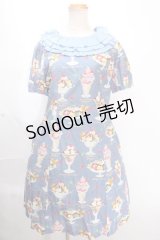 Jane Marple /Sweet & Coolフリルカラーワンピース  ブルーグレイ Y-24-12-09-053-JM-OP-SZ-ZI