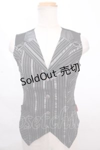 Ozz On / ストライプ×龍ジャガードサテンベスト  黒 Y-24-12-12-055-OO-TO-SZ-ZS