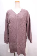 axes femme / サイドプリーツニットチュニ M ラベンダー Y-24-12-12-085-AX-OP-SZ-ZT046