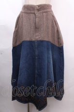 画像1: 【SALE】axes femme NOSTALGIE / ツィード×デニム刺繍スカート M インディゴ Y-24-12-12-108-AX-SK-SZ-ZT398 (1)
