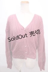 axes femme / 透かし柄ニットカーディガン  ピンク Y-24-12-12-030-AX-TO-SZ-ZS