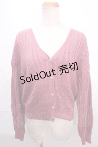axes femme / 透かし柄ニットカーディガン  ピンク Y-24-12-12-030-AX-TO-SZ-ZS
