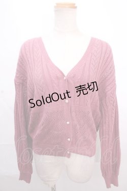 画像1: axes femme / 透かし柄ニットカーディガン  ピンク Y-24-12-12-030-AX-TO-SZ-ZS