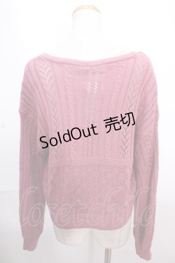 画像2: axes femme / 透かし柄ニットカーディガン  ピンク Y-24-12-12-030-AX-TO-SZ-ZS