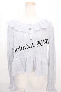 axes femme kawaii / プチローズニットカーデ M サックス Y-24-12-12-033-AX-TO-SZ-OS