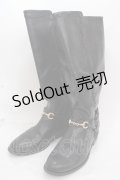 axes femme / 刺繍ジョッキーブーツ L 黒 Y-24-12-13-058-AX-SH-SZ-ZY