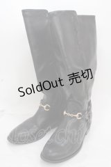 axes femme / 刺繍ジョッキーブーツ L 黒 Y-24-12-13-058-AX-SH-SZ-ZY