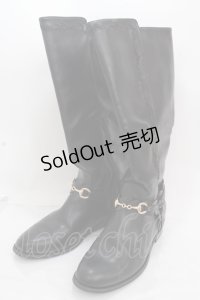 axes femme / 刺繍ジョッキーブーツ L 黒 Y-24-12-13-058-AX-SH-SZ-ZY