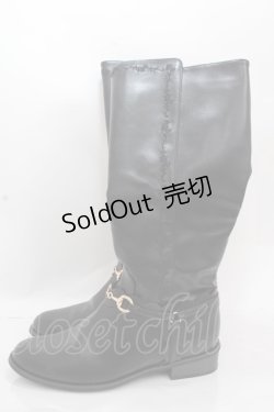 画像2: axes femme / 刺繍ジョッキーブーツ L 黒 Y-24-12-13-058-AX-SH-SZ-ZY