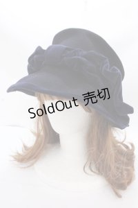 Jane Marple / 別珍リボンのシルクハット  紺 Y-24-12-15-098-JM-AC-SZ-ZT-K009