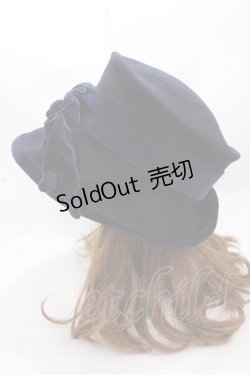 画像2: Jane Marple / 別珍リボンのシルクハット  紺 Y-24-12-15-098-JM-AC-SZ-ZT-K009