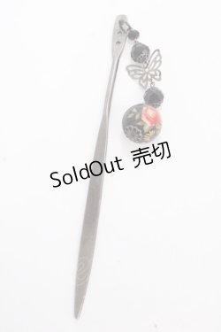 画像1: tearsheaven / 薔薇転写玉 簪  黒 Y-24-12-15-028-PU-AC-SZ-ZY
