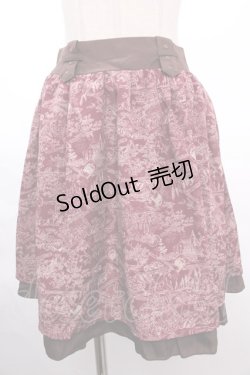 画像1: 【SALE】axes femme / トラベル柄スカート M ワイン Y-24-12-18-119-AX-SK-SZ-ZT495