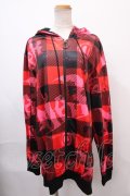 NieR Clothing / CHECKERED ZIP OUTER HANGING PARKER F レッド Y-24-12-21-074-PU-TO-SZ-ZT307