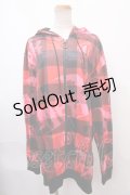 NieR Clothing / CHECKERED ZIP OUTER HANGING PARKER F レッド Y-24-12-21-074-PU-TO-SZ-ZT307