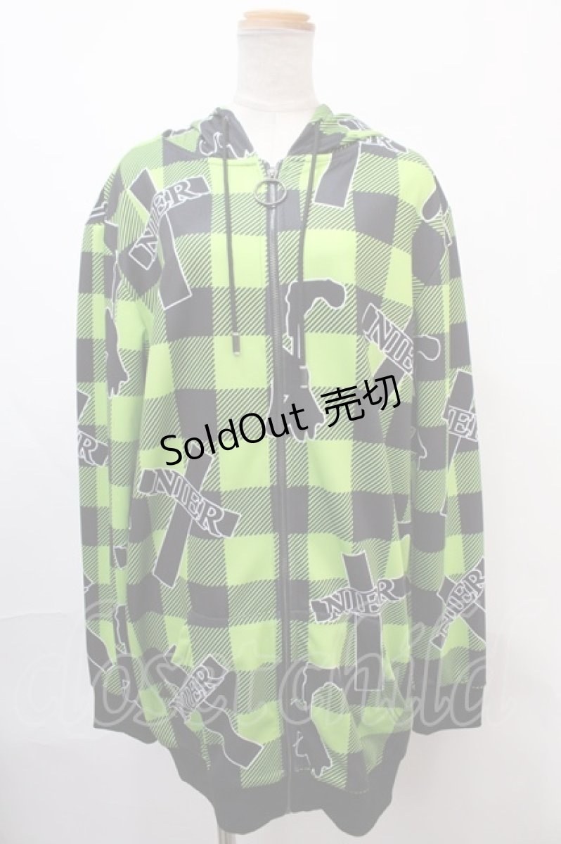 画像1: 【SALE】NieR CLOTHING / クロスpt CHECKERED パーカー F イエローグリーン Y-24-12-21-075-PU-TO-SZ-ZT307 (1)