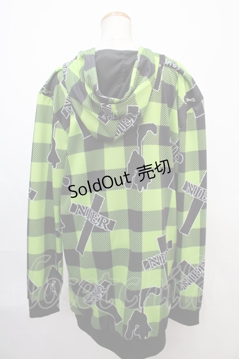 画像2: 【SALE】NieR CLOTHING / クロスpt CHECKERED パーカー F イエローグリーン Y-24-12-21-075-PU-TO-SZ-ZT307 (2)