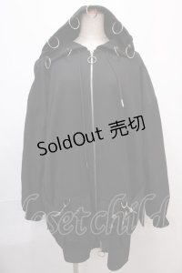 LISTEN FLAVOR / ハーネスベルト付パラシュートフードブルゾン F ブラック Y-24-12-21-087-PU-JA-SZ-ZT098