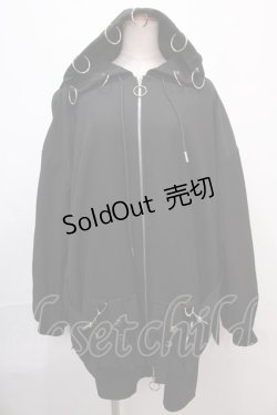 画像1: LISTEN FLAVOR / ハーネスベルト付パラシュートフードブルゾン F ブラック Y-24-12-21-087-PU-JA-SZ-ZT098