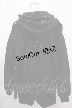 画像2: LISTEN FLAVOR / ハーネスベルト付パラシュートフードブルゾン F ブラック Y-24-12-21-087-PU-JA-SZ-ZT098