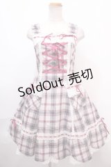 BABY,THE STARS SHINE BRIGHT /  裾スカラップタータンチェックジャンパースカート  ピンク Y-24-12-21-108-BA-OP-SZ-ZY