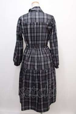画像2: axes femme / バラ刺繍ボウタイチェックワンピース M 黒 Y-24-12-21-148-AX-OP-SZ-ZI