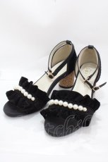 画像1: 【SALE】axes femme / ベロアフリルシューズ M 黒 Y-24-12-21-041-AX-SH-AS-ZTK005 (1)