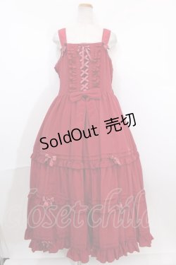 画像1: metamorphose / 【プラスサイズ】レースアップロングティアードジャンパースカート  アカ Y-24-12-23-050-ME-OP-SZ-ZS