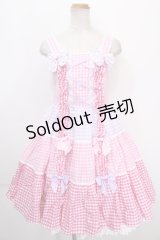 Angelic Pretty / ギンガム配色肩リボンジャンパースカート  ラベンダー Y-24-12-23-056-AP-OP-SZ-ZY