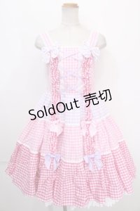Angelic Pretty / ギンガム配色肩リボンジャンパースカート  ラベンダー Y-24-12-23-056-AP-OP-SZ-ZY