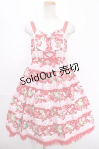 Angelic Pretty / いちごミルフィーユジャンパースカート  赤 Y-24-12-25-044-AP-OP-SZ-ZY