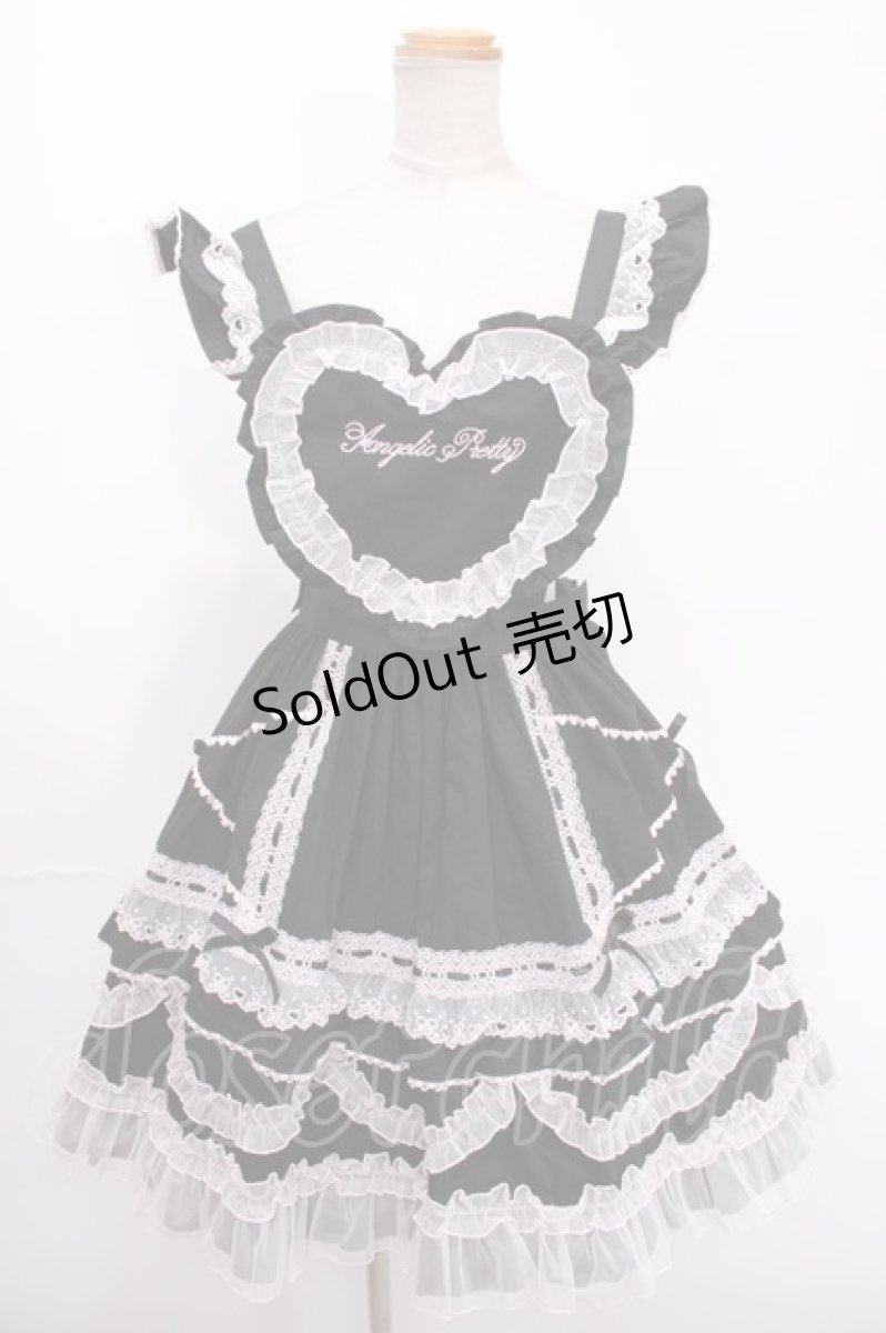 画像1: Angelic Pretty / Heart胸あて付スカート(無地)  黒×ピンク Y-24-12-25-051-AP-SK-SZ-ZY (1)