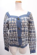 axes femme NOSTALGIE / ジャガードニットカーディガン  ブルー Y-24-12-28-049-AX-TO-AS-ZT306