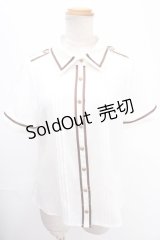 Amavel / ロゴリボンネクタイシャツブラウス  茶 Y-24-12-28-007-CA-BL-SZ-ZS