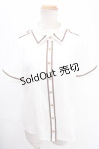 Amavel / ロゴリボンネクタイシャツブラウス  茶 Y-24-12-28-007-CA-BL-SZ-ZS