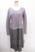 axes femme / ニット切換ワンピース  ラベンダー Y-24-12-28-084-AX-OP-SZ-ZT020