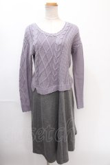 axes femme / ニット切換ワンピース  ラベンダー Y-24-12-28-084-AX-OP-SZ-ZT020