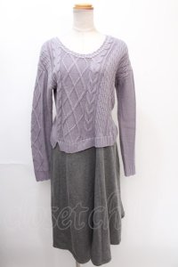 axes femme / ニット切換ワンピース  ラベンダー Y-24-12-28-084-AX-OP-SZ-ZT020