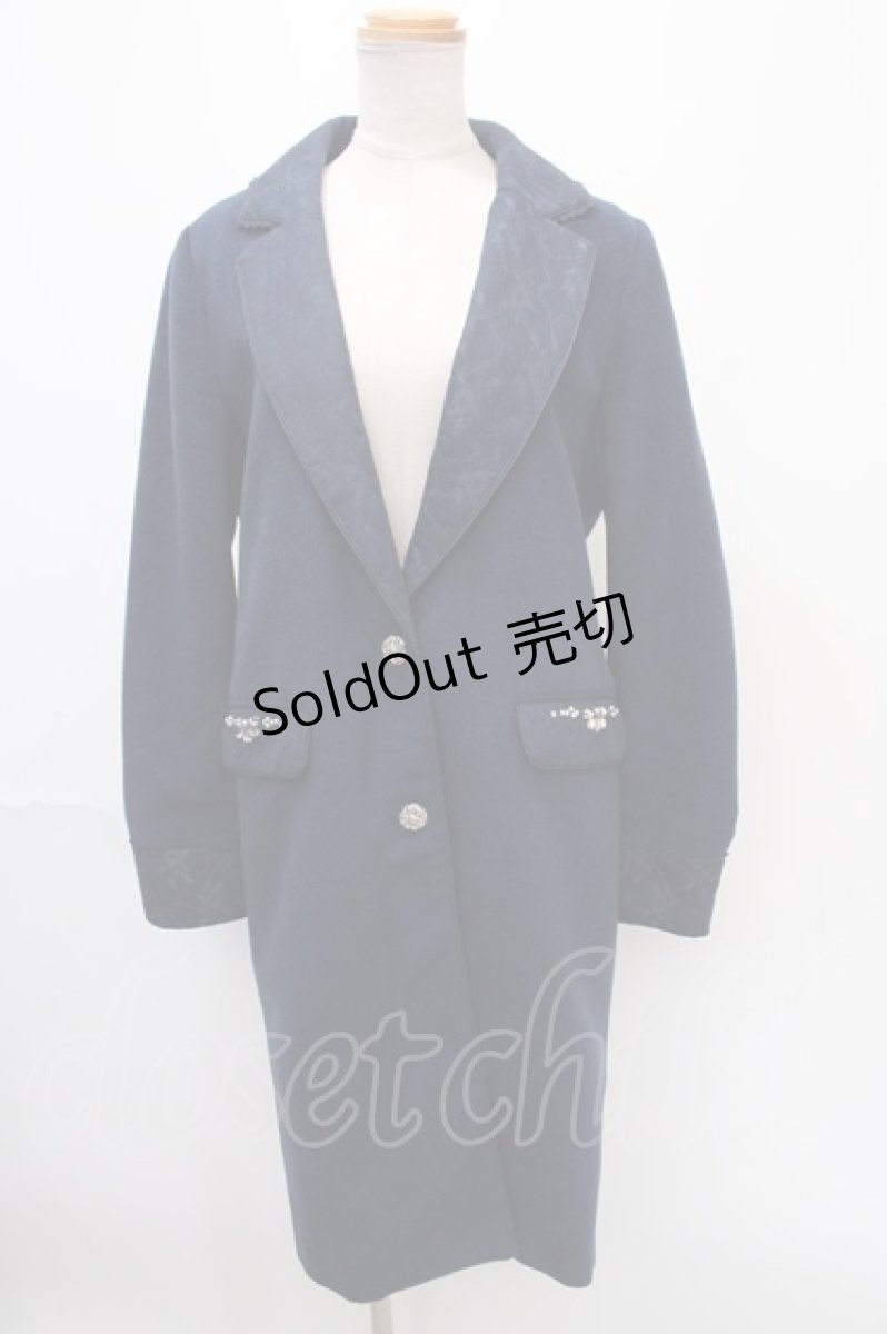 画像1: 【SALE】axes femme / レース襟チェスターコート  紺 Y-24-12-28-105-AX-CO-AS-ZTC047 (1)