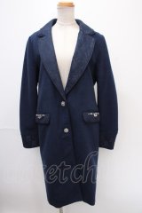axes femme / レース襟チェスターコート  紺 Y-24-12-28-105-AX-CO-AS-ZT-C047