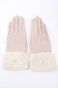axes femme / 雪柄刺繍手袋  ベージュ Y-24-12-29-012-AX-ZA-SZ-ZT273