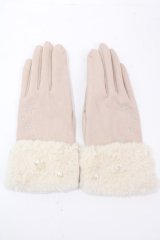 axes femme / 雪柄刺繍手袋  ベージュ Y-24-12-29-012-AX-ZA-SZ-ZT273