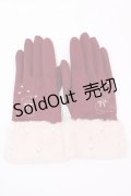 axes femme POETIQUE / クマ刺繍手袋  ワイン Y-24-12-29-013-AX-ZA-SZ-ZT394